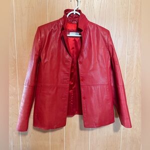 Amanda Smith Genuine Red Leather Jacket Petite